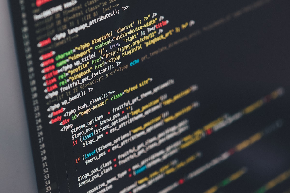 Source code on a monitor